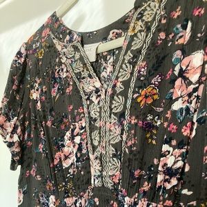 Knox Rose Gray Floral Maxi Dress Size Small